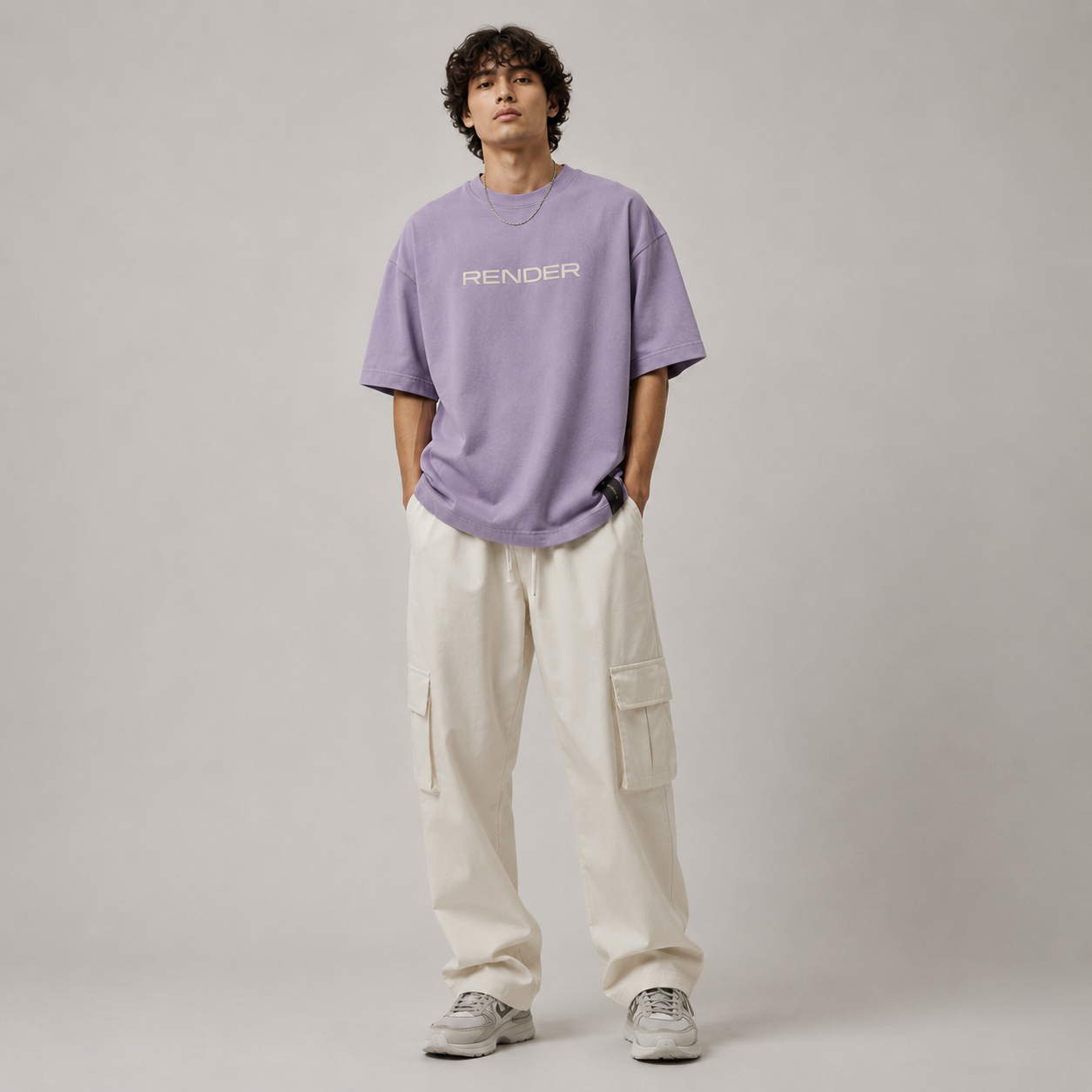 RENDER Lavender Oversized Drop Shoulder T-Shirt