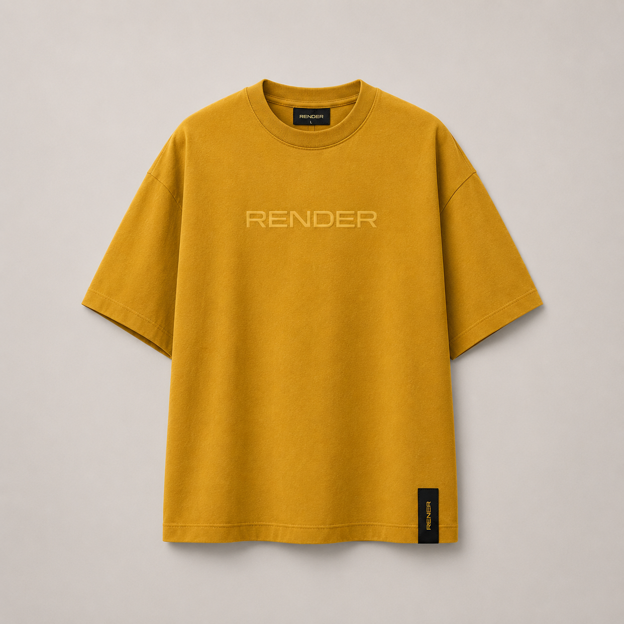 RENDER Mustard Oversized Drop Shoulder T-Shirt
