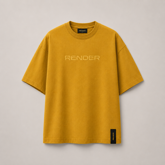 RENDER Mustard Oversized Drop Shoulder T-Shirt