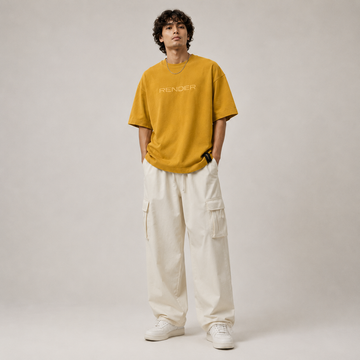 RENDER Mustard Oversized Drop Shoulder T-Shirt