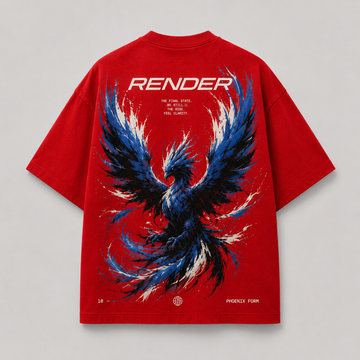 RENDER Phoenix Form Oversized T-Shirt — Red