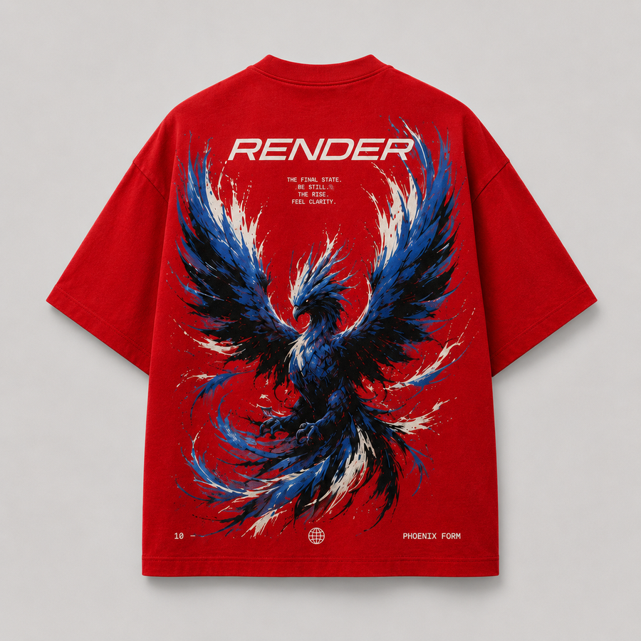 RENDER Phoenix Form Oversized T-Shirt — Red