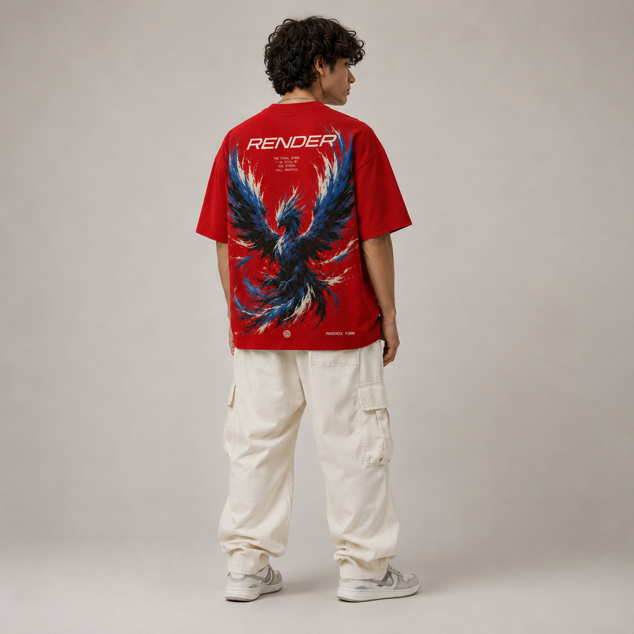 RENDER Phoenix Form Oversized T-Shirt — Red