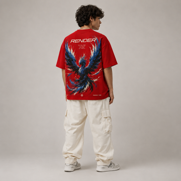RENDER Phoenix Form Oversized T-Shirt — Red