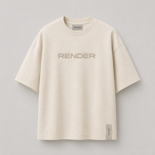 RENDER Ivory Oversized Drop Shoulder T-Shirt