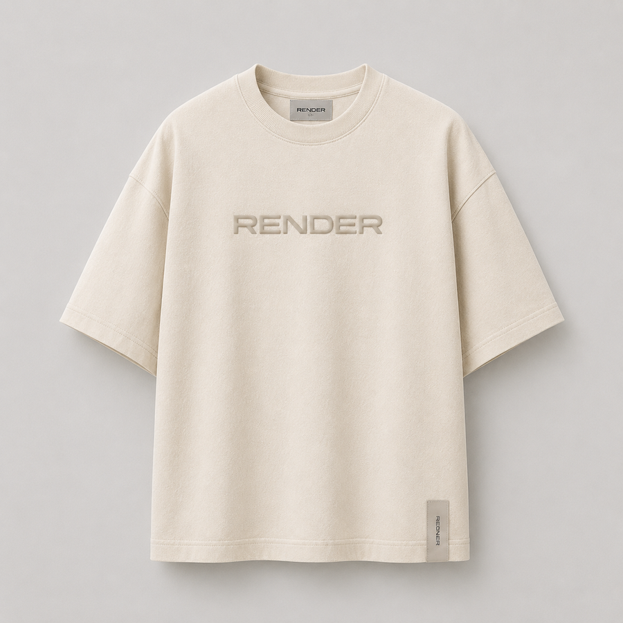 RENDER Ivory Oversized Drop Shoulder T-Shirt