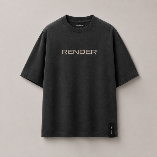 RENDER Charcoal Black Oversized Drop Shoulder T-Shirt