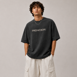 RENDER Charcoal Black Oversized Drop Shoulder T-Shirt