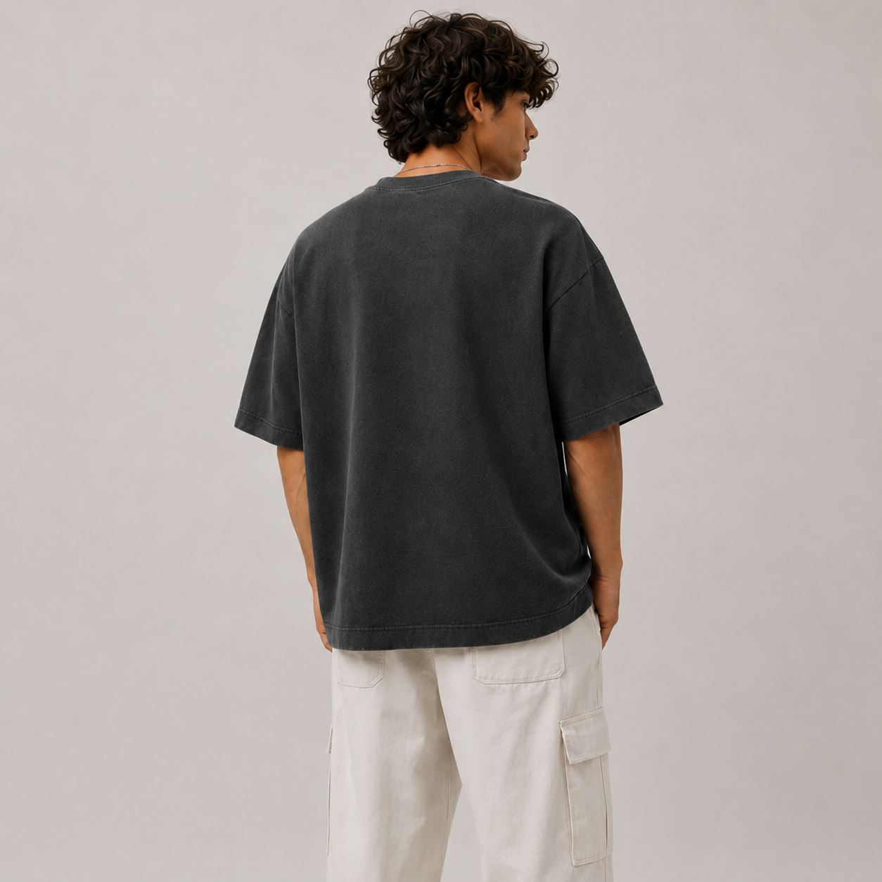 RENDER Charcoal Black Oversized Drop Shoulder T-Shirt