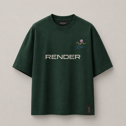 RENDER Forest Green Tropical Oversized T-Shirt