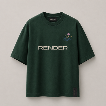 RENDER Forest Green Tropical Oversized T-Shirt