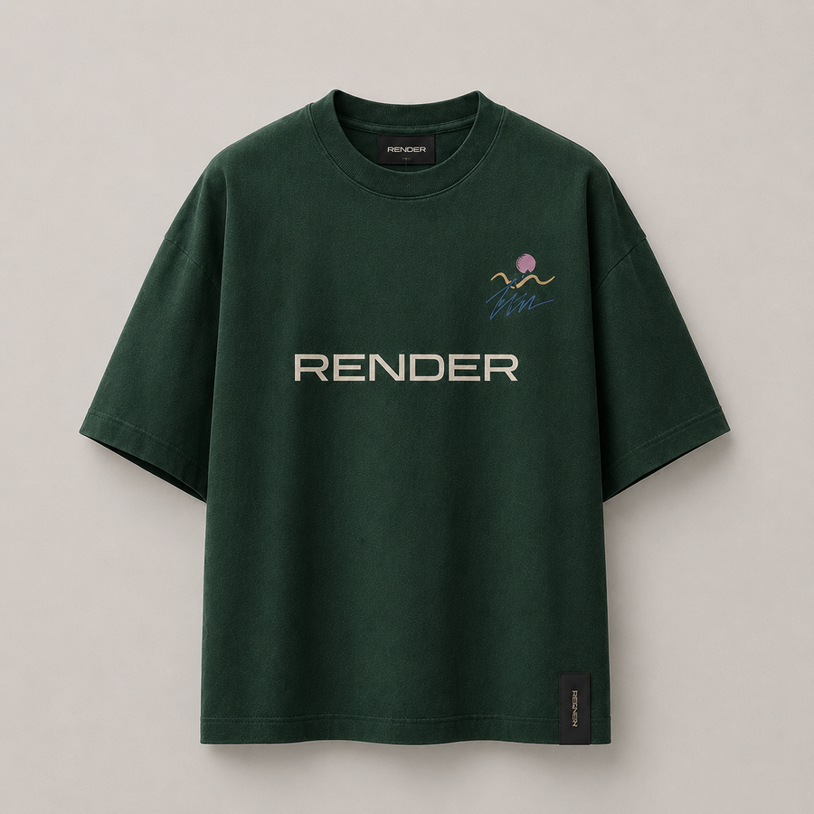 RENDER Forest Green Tropical Oversized T-Shirt