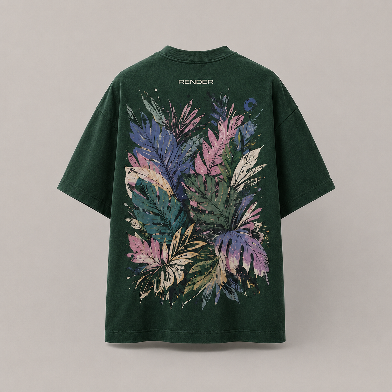 RENDER Forest Green Tropical Oversized T-Shirt