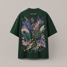 RENDER Forest Green Tropical Oversized T-Shirt