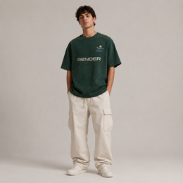 RENDER Forest Green Tropical Oversized T-Shirt