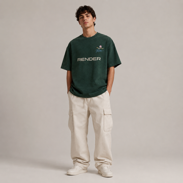 RENDER Forest Green Tropical Oversized T-Shirt